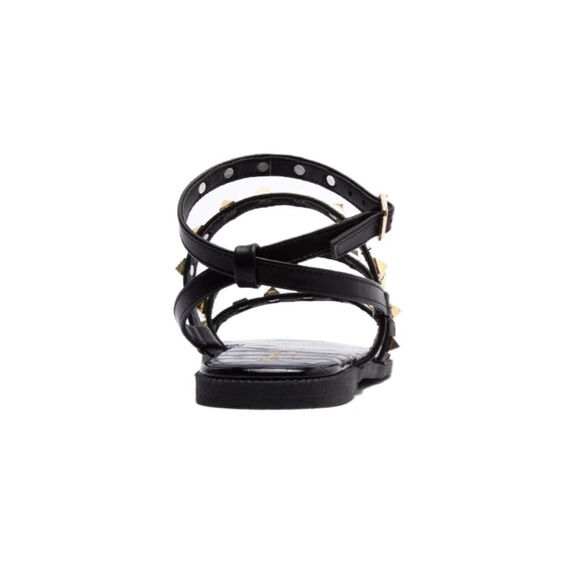 Gladiator sandal black with gold pyramid stud - Picture 7 of 9